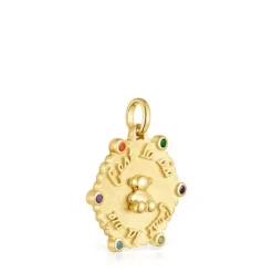Colgante mediano oso con baño de oro 18 kt sobre plata y gemas Sugar Party^TOUS Best