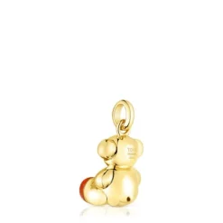 Colgante oso con baño de oro 18 kt sobre plata y cornalina Bold Bear^TOUS Hot