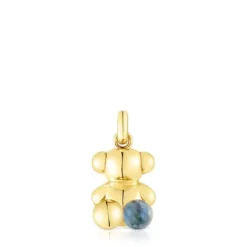 Colgante oso con baño de oro 18 kt sobre plata y labradorita Bold Bear^TOUS Hot