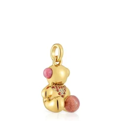 Colgante oso love con baño de oro 18 kt sobre plata y gemas X LEA COLOMBO^TOUS Clearance