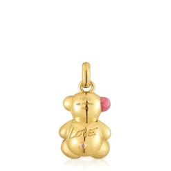 Colgante oso love con baño de oro 18 kt sobre plata y gemas X LEA COLOMBO^TOUS Clearance