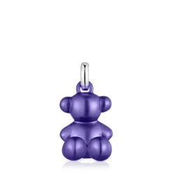 Colgante oso mediano de acero en color lila oscuro Bold Bear^TOUS Outlet