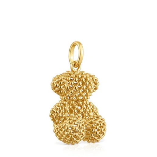 Colgante oso mediano texturizado con baño de oro 18 kt sobre plata 22 mm Bold Bear^TOUS Online