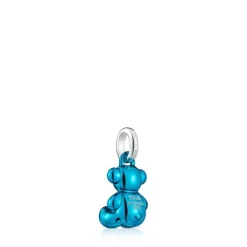 Colgante oso pequeño de acero en color azul Bold Bear^TOUS Best