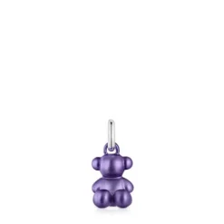 Colgante oso pequeño de acero en color lila oscuro Bold Bear^TOUS Online