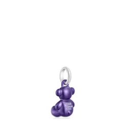Colgante oso pequeño de acero en color lila oscuro Bold Bear^TOUS Online