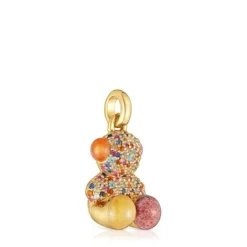 Colgante oso vibration con baño de oro 18 kt sobre plata y gemas X LEA COLOMBO^TOUS New