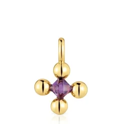 Colgante pequeño con baño de oro 18 kt sobre plata y amatista Sugar Party^TOUS New