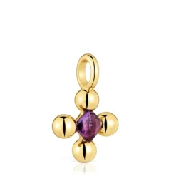 Colgante pequeño con baño de oro 18 kt sobre plata y amatista Sugar Party^TOUS New