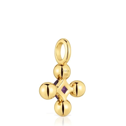 Colgante pequeño con baño de oro 18 kt sobre plata y amatista Sugar Party^TOUS New