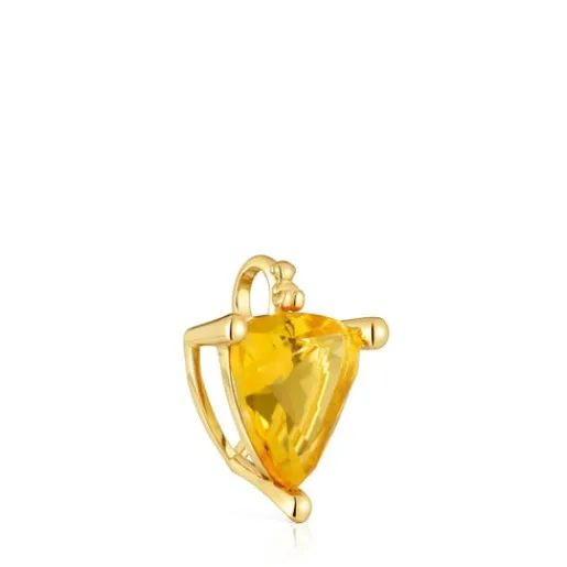 Colgante pequeño con baño de oro 18 kt sobre plata y citrino creado en laboratorio Color LGG^TOUS