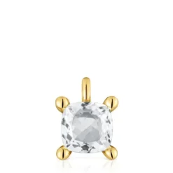 Colgante pequeño con baño de oro 18 kt sobre plata y cuarzo cristal de roca Color White^TOUS Clearance