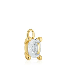 Colgante pequeño con baño de oro 18 kt sobre plata y cuarzo cristal de roca Color White^TOUS Clearance