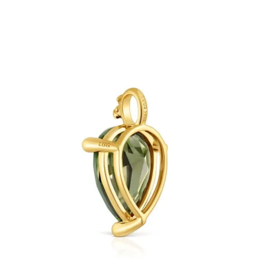 Colgante pequeño con baño de oro 18 kt sobre plata y espinela verde creada en laboratorio Color LGG^TOUS