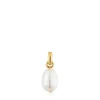 Colgante pequeño con baño de oro 18 kt sobre plata y perla cultivada Hold Oval^TOUS Discount