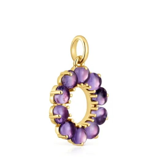 Colgante pequeño con baño de oro 18 kt sobre plata y amatista Sugar Party^TOUS Outlet