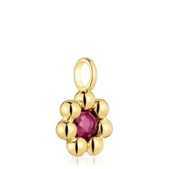 Colgante pequeño flor con baño de oro 18 kt sobre plata y rodolita Sugar Party^TOUS Best
