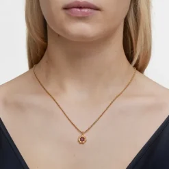 Colgante pequeño flor con baño de oro 18 kt sobre plata y rodolita Sugar Party^TOUS Best