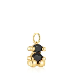 Colgante pequeño motivo oso con baño de oro 18 kt sobre plata y ónix Color Bear^TOUS Discount