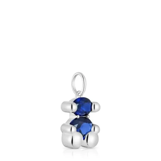 Colgante pequeño motivo oso de y zafiro azul creado en laboratorio Color Bear LGG^TOUS Discount