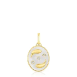 Colgante Piscis con baño de oro 18 kt sobre plata, nácar y topacios Horoscope^TOUS Outlet