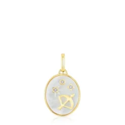 Colgante Sagitario con baño de oro 18 kt sobre plata, nácar y topacios Horoscope^TOUS Best