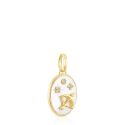 Colgante Sagitario con baño de oro 18 kt sobre plata, nácar y topacios Horoscope^TOUS Best
