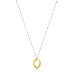 Collar bicolor con anilla con baño de oro 18 kt sobre plata Hav^TOUS Clearance