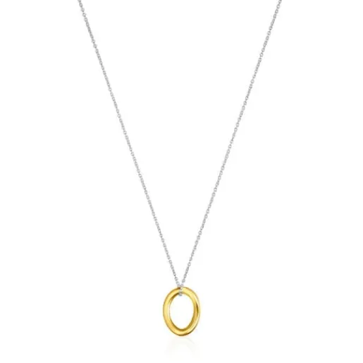 Collar bicolor con anilla con baño de oro 18 kt sobre plata Hav^TOUS Clearance