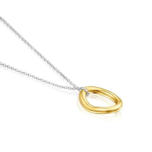 Collar bicolor con anilla con baño de oro 18 kt sobre plata Hav^TOUS Clearance
