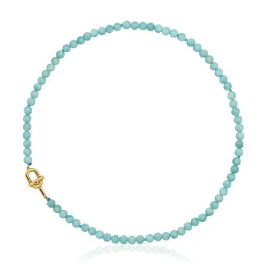 Collar con baño de oro 18 kt sobre plata y amazonitas MANIFESTO^TOUS New