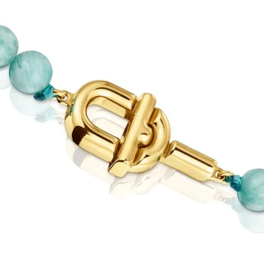 Collar con baño de oro 18 kt sobre plata y amazonitas MANIFESTO^TOUS New