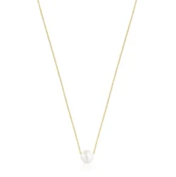 Collar con baño de oro 18 kt sobre plata y perla Gloss^TOUS