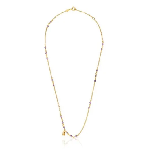 Collar con baño de oro 18 kt sobre plata y amatista Bold Bear^TOUS Sale