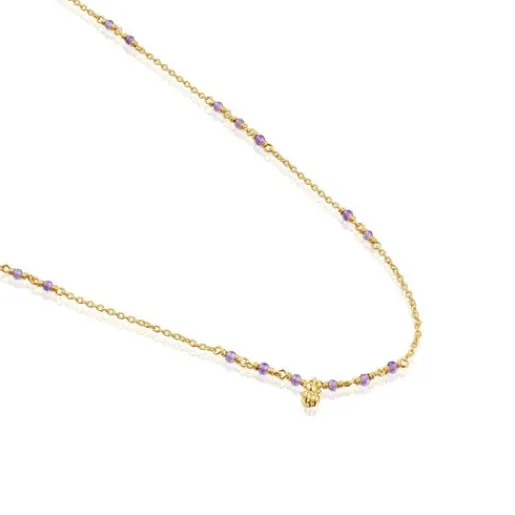 Collar con baño de oro 18 kt sobre plata y amatista Bold Bear^TOUS Sale