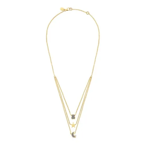 Collar con baño de oro 18 kt sobre plata, diamantes y perla Nocturne^TOUS Hot
