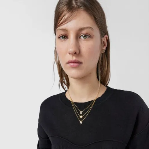 Collar con baño de oro 18 kt sobre plata, diamantes y perla Nocturne^TOUS Hot