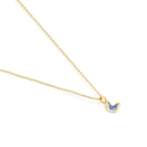 Collar con baño de oro 18 kt sobre plata mariposa azul Gregal^TOUS Outlet