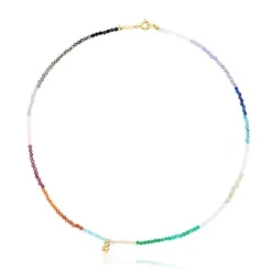 Collar con baño de oro 18 kt sobre plata y gemas Bold Bear^TOUS New