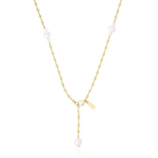 Collar con baño de oro 18 kt sobre plata y perlas cultivadas Tamara Falcó X^TOUS Online