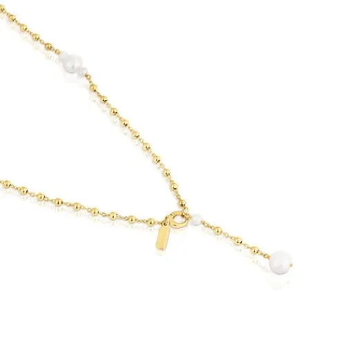 Collar con baño de oro 18 kt sobre plata y perlas cultivadas Tamara Falcó X^TOUS Online