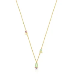 Collar con baño de oro 18 kt sobre plata y gemas Fragile Nature^TOUS