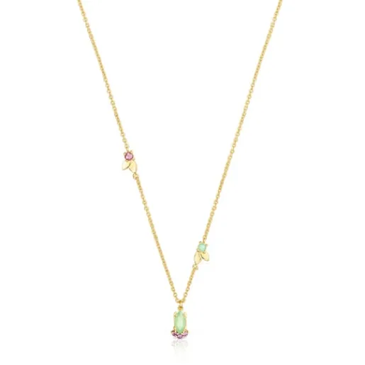 Collar con baño de oro 18 kt sobre plata y gemas Fragile Nature^TOUS
