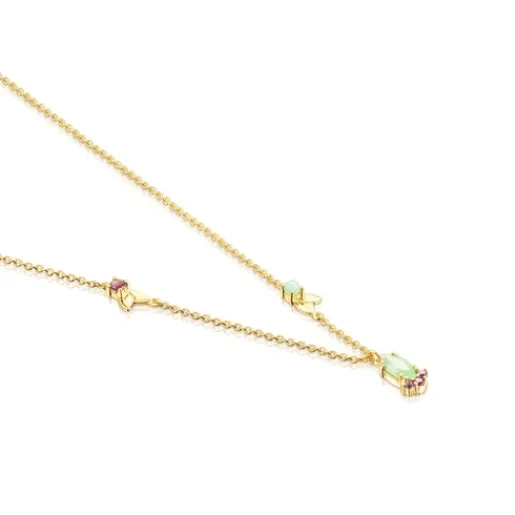 Collar con baño de oro 18 kt sobre plata y gemas Fragile Nature^TOUS