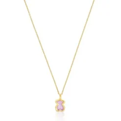 Collar con baño de oro 18 kt sobre plata oso lila Gregal^TOUS Clearance