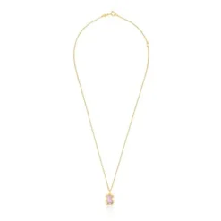 Collar con baño de oro 18 kt sobre plata oso lila Gregal^TOUS Clearance