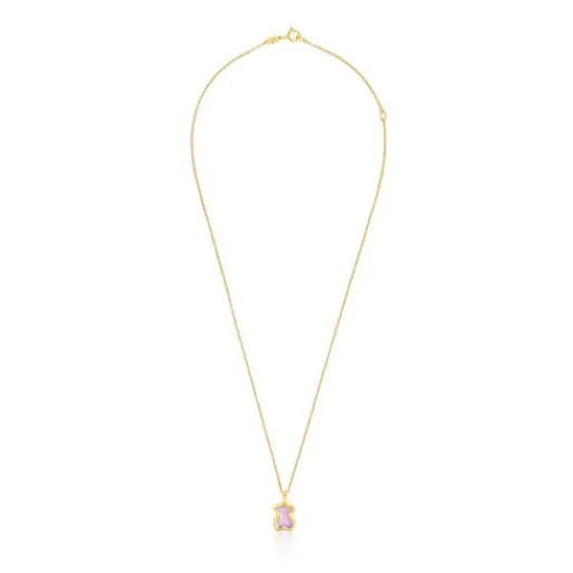 Collar con baño de oro 18 kt sobre plata oso lila Gregal^TOUS Clearance