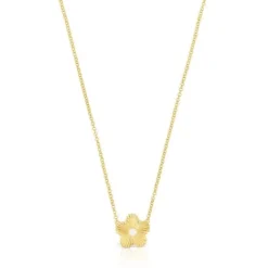 Collar con baño de oro 18 kt sobre plata y flor con perla cultivada Iris Motif^TOUS Sale