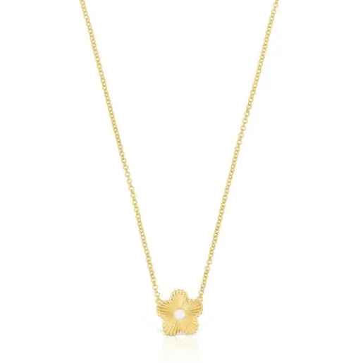 Collar con baño de oro 18 kt sobre plata y flor con perla cultivada Iris Motif^TOUS Sale