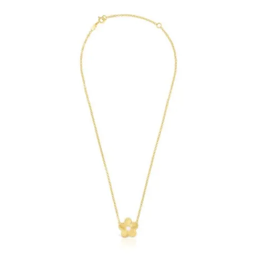 Collar con baño de oro 18 kt sobre plata y flor con perla cultivada Iris Motif^TOUS Sale